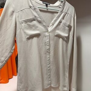Express Cream V-Neck Blouse
